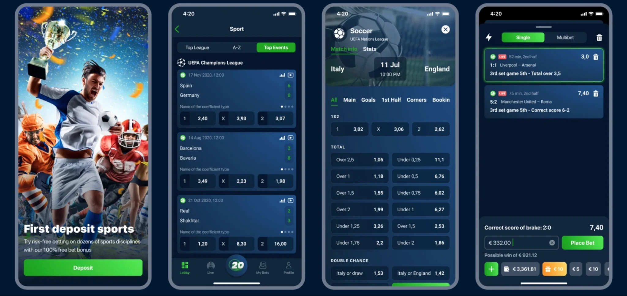 20bet kasyno Interfejs mobilny